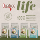 Quatree Life Frango e Arroz Cães Adultos Raças Médias e Grandes
