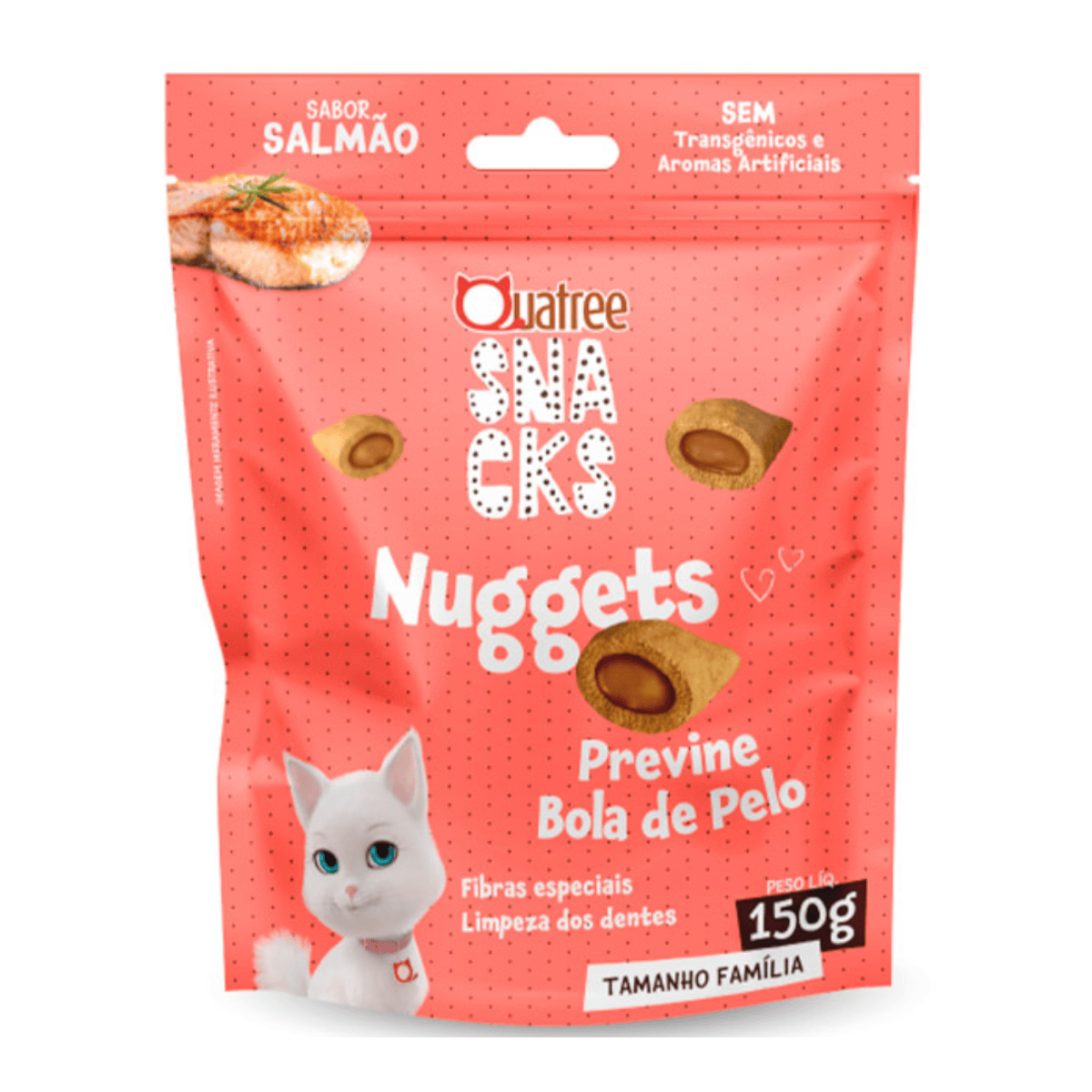 QUATREE SNACKS NUGGETS GATO BOLA DE PELO SALMAO 150G