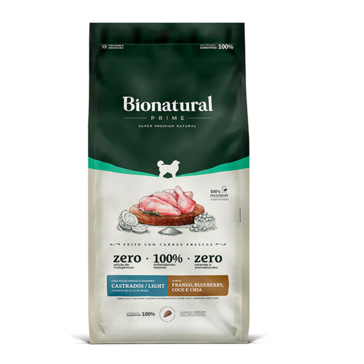 Ração Bionatural Light Cães Castrado Médio/grande 15kg