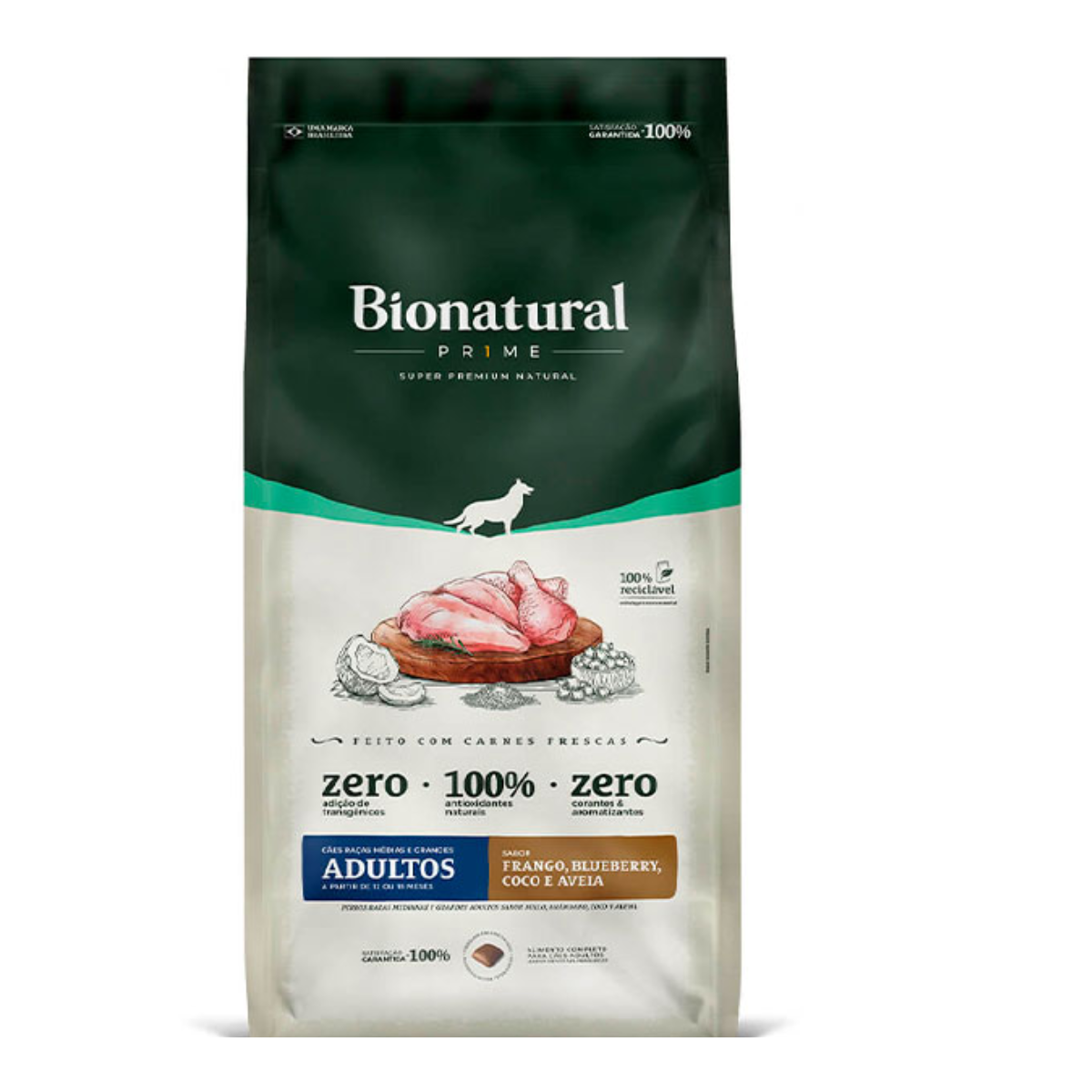 Ração Bionatural Prime para Cães Adultos de Raças Médias e Grandes Sabor Frango 2,5kg