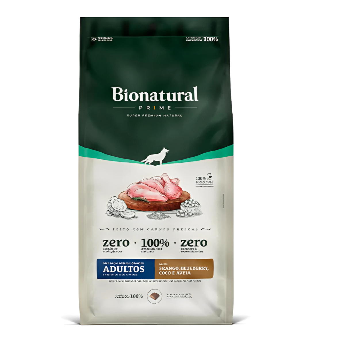 Ração Bionatural Prime para Cães Adultos de Raças Médias e Grandes Sabor Frango