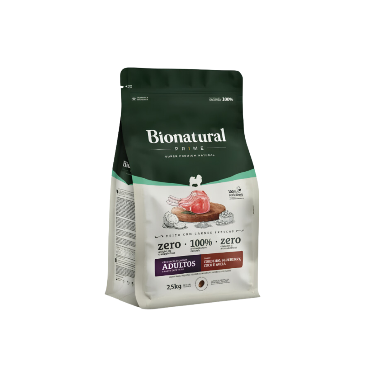 Ração Bionatural Prime Para Cães Adultos Porte Pequeno Sabor Cordeiro 2,5Kg