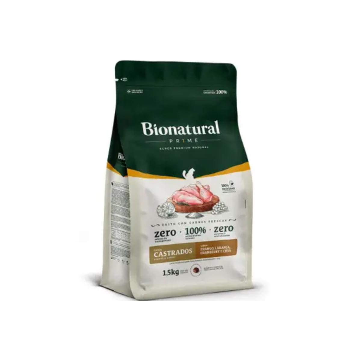 Ração Bionatural Prime Para Gatos Adultos Castrados Sabor Frango 1,5Kg