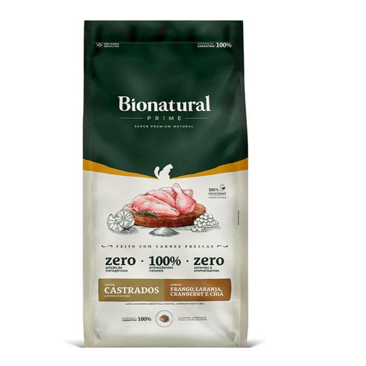 Ração Bionatural Prime para Gatos Castrados Sabor Frango 20kg