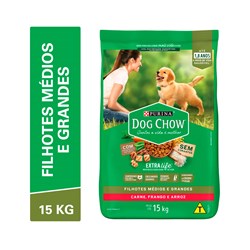 Ração Dog Chow para Cães Filhotes de Porte Médio e Grande Sabor Carne, Frango e Arroz