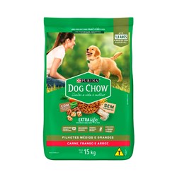Ração Dog Chow para Cães Filhotes de Porte Médio e Grande Sabor Carne, Frango e Arroz