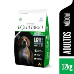 Ração Equilíbrio Light para Cães Adultos de Porte Médio 12Kg