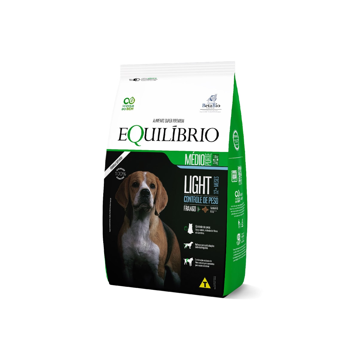 Ração Equilíbrio Light para Cães Adultos de Porte Médio 12Kg