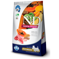 Ração FarminaN&DTropical Selection Cães Adultos Mini e Pequeno Cordeiro Cereais Frutas Tropicais