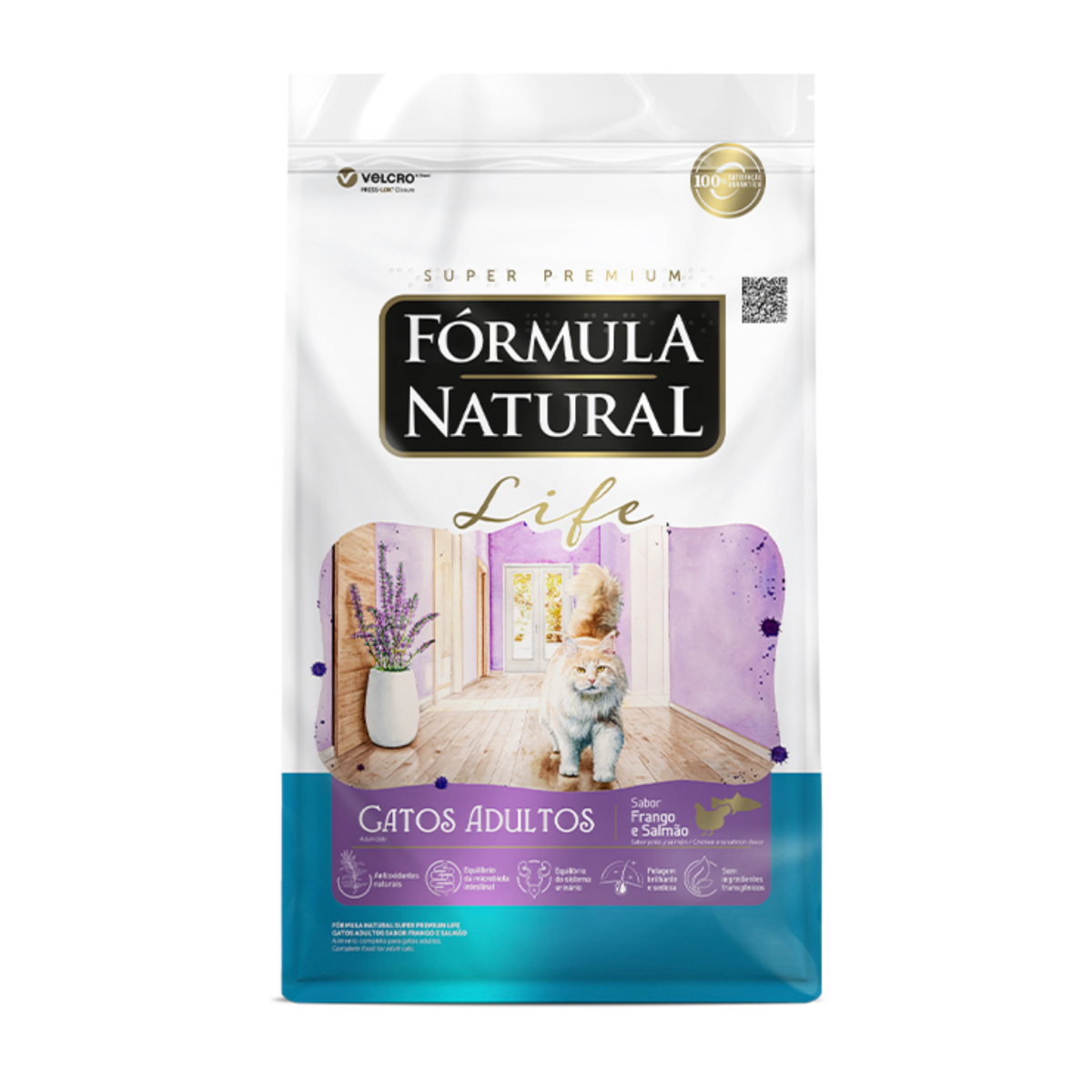 RAÇÃO FORMULA NATURAL LIFE GATOS ADULTOS FRANGO E SALMÃO 7KG