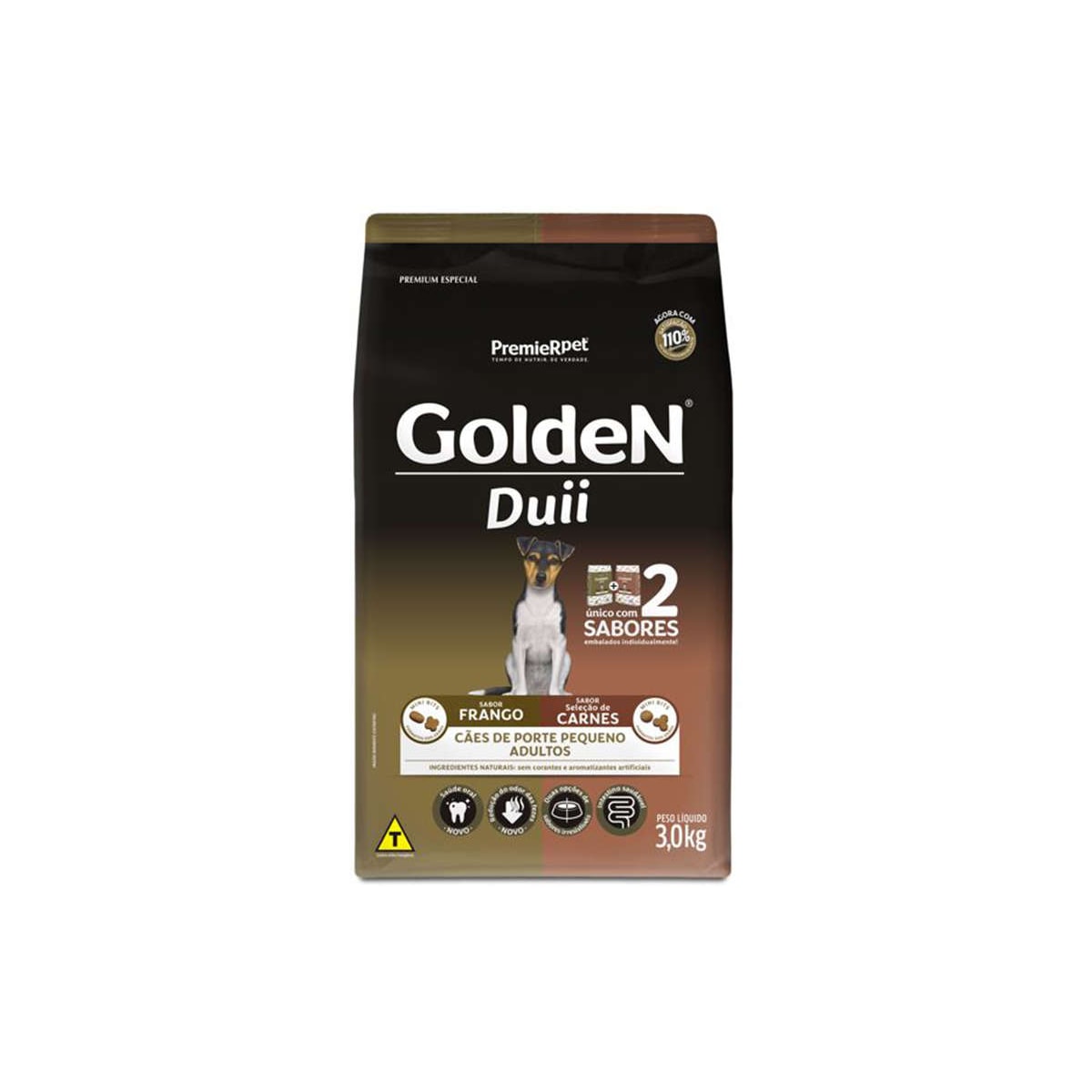 Ração Golden Duii Mini Bits para Cães Adultos de Porte Pequeno Sabor Frango e Seleção de Carnes