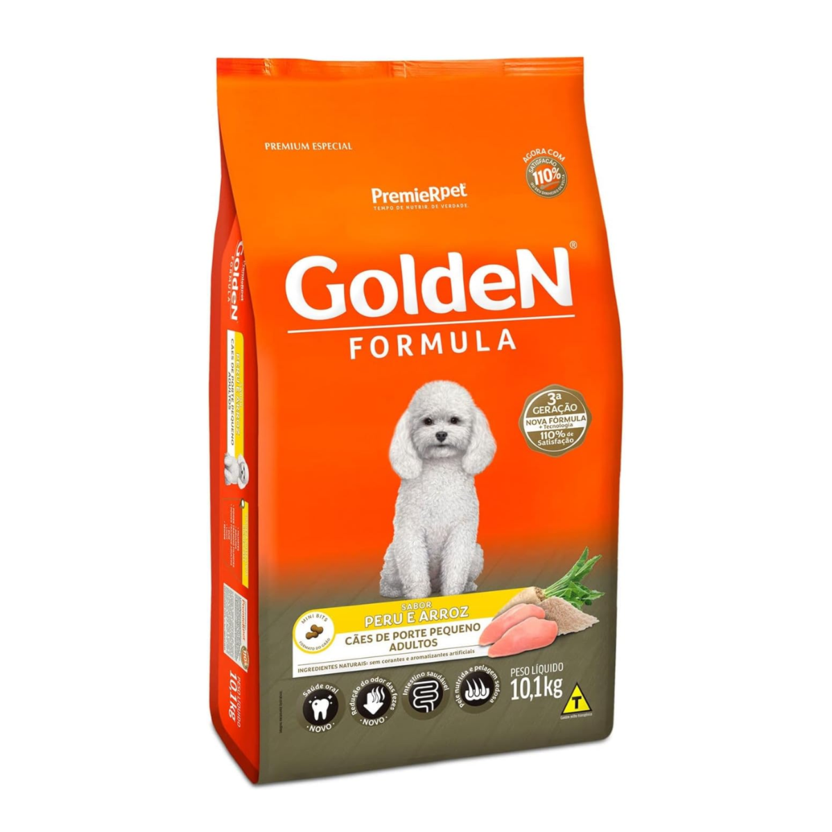 RAÇÃO GOLDEN FORMULA MINI BITS AD PP CARNE E ARROZ 10,1KG