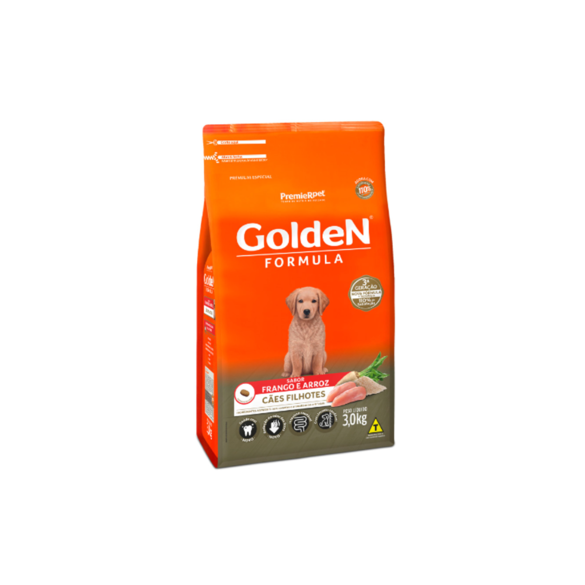 Ração Golden Fórmula Mini Bits para Cães Filhotes de Porte Pequeno Sabor Frango e Arroz