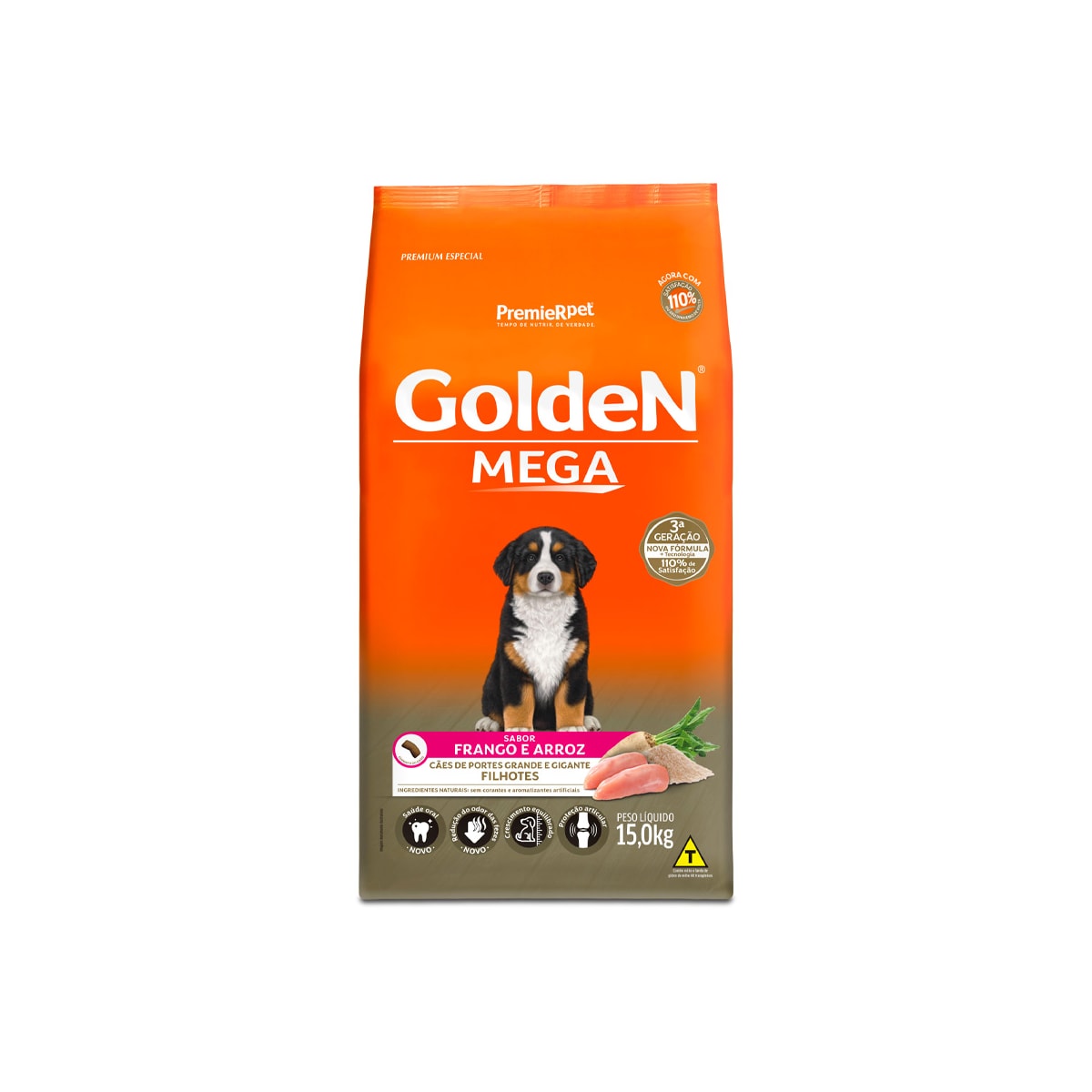 Ração Golden Mega Cães Filhotes Raças Grandes Frango e Arroz