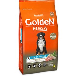 Ração Golden Mega Sabor Frango e Arroz para Cães Adultos de Grande Porte 15kg