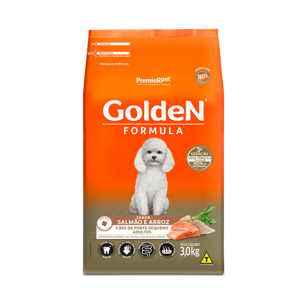Ração Golden Mini Bits para Cães Adultos Sabor Salmão - Pet Cães e Cia