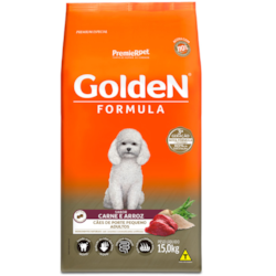 Ração Golden Para Cães Adultos de Porte Pequeno Sabor Carne e Arroz PAGUE 14KG LEVE 15KG