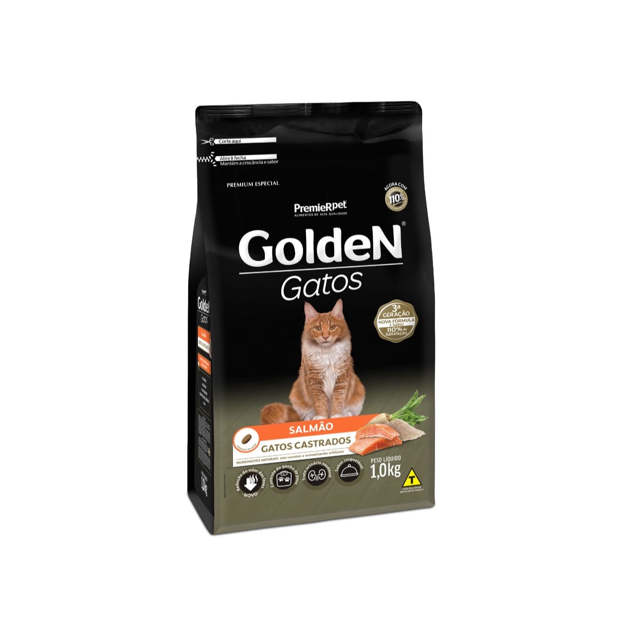 Ração Golden para Gatos Castrados Adultos Sabor Salmão