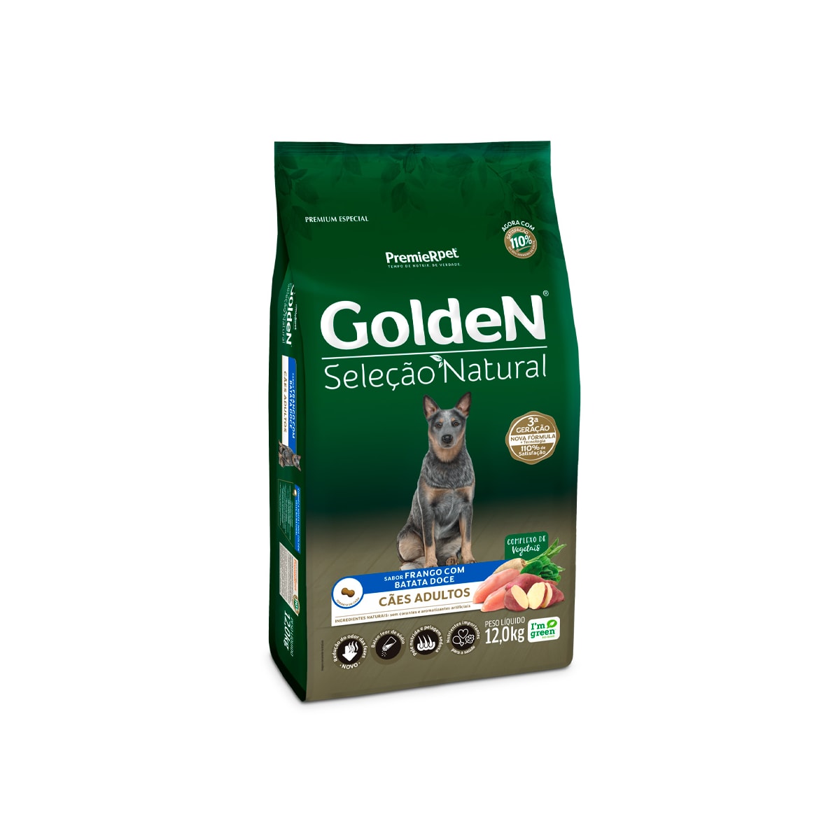 Ração Golden Seleção Natural para Cães Adultos de Porte Médio e Grande Sabor Frango com Batata Doce