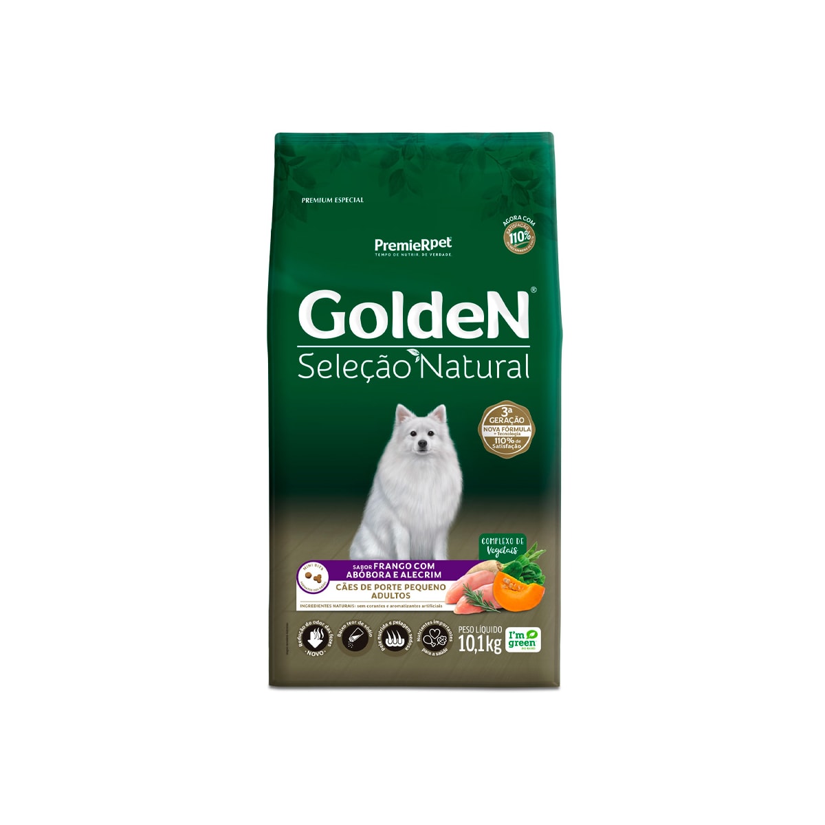 Ração Golden Seleção Natural para Cães Adultos de Porte Pequeno Sabor Frango com Abóbora e Alecrim