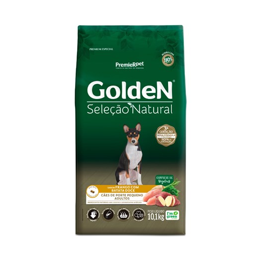 Ração Golden Seleção Natural para Cães Adultos de Porte Pequeno Sabor Frango com Batata Doce