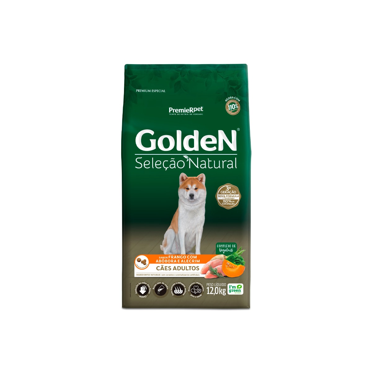 Ração Golden Seleção Natural para Cães Adultos Sabor Frango com Abóbora e Alecrim