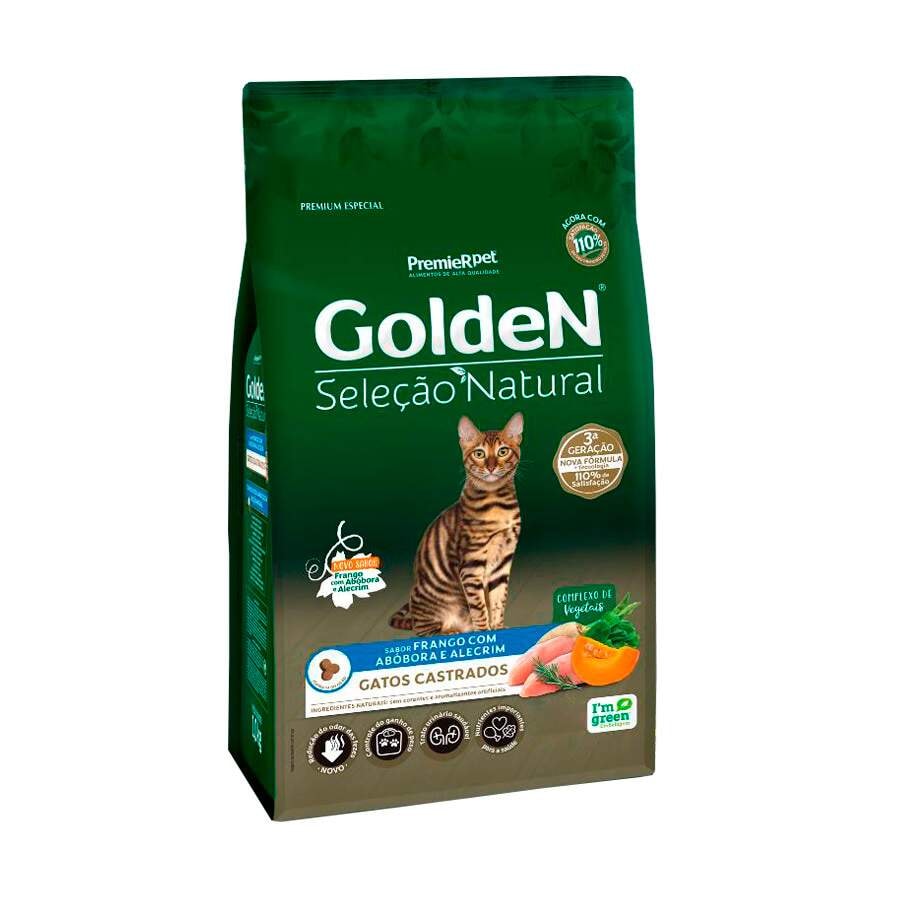 Ração Golden Seleção Natural para Gatos Castrados - Pet Cães e Cia