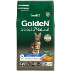 Ração Golden Seleção Natural para Gatos Castrados Sabor Frango e Abóbora