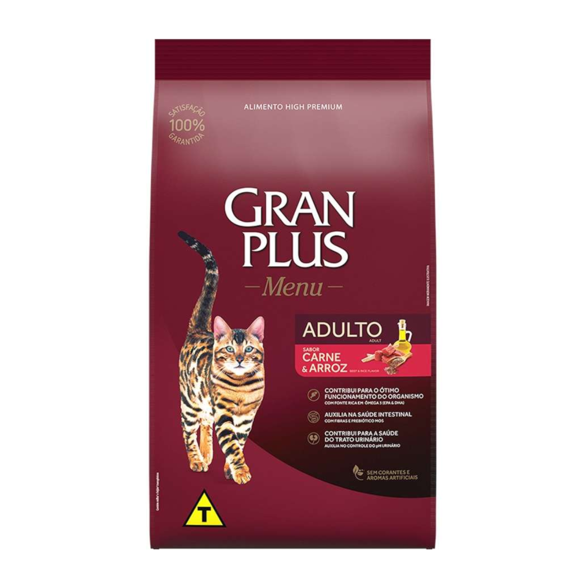 Ração Gran Plus para Gatos Adultos Sabor Carne e Arroz 10kg