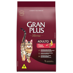 Ração Gran Plus para Gatos Adultos Sabor Carne e Arroz 10kg