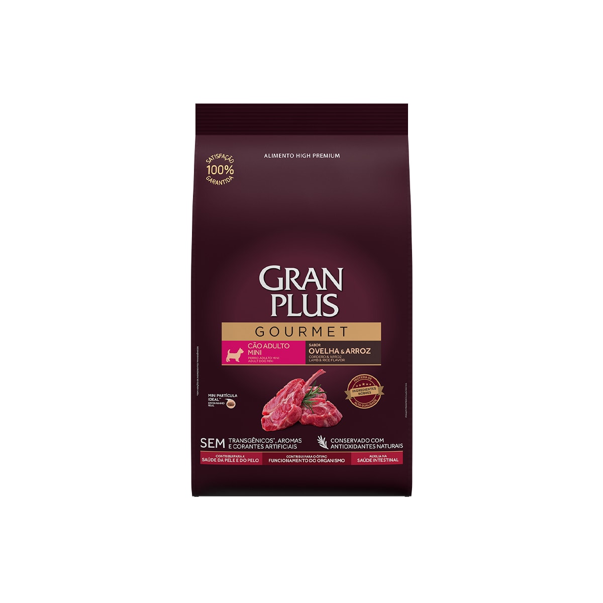 Ração GranPlus Gourmet para Cães Adultos de Porte Mini Sabor Ovelha e Arroz