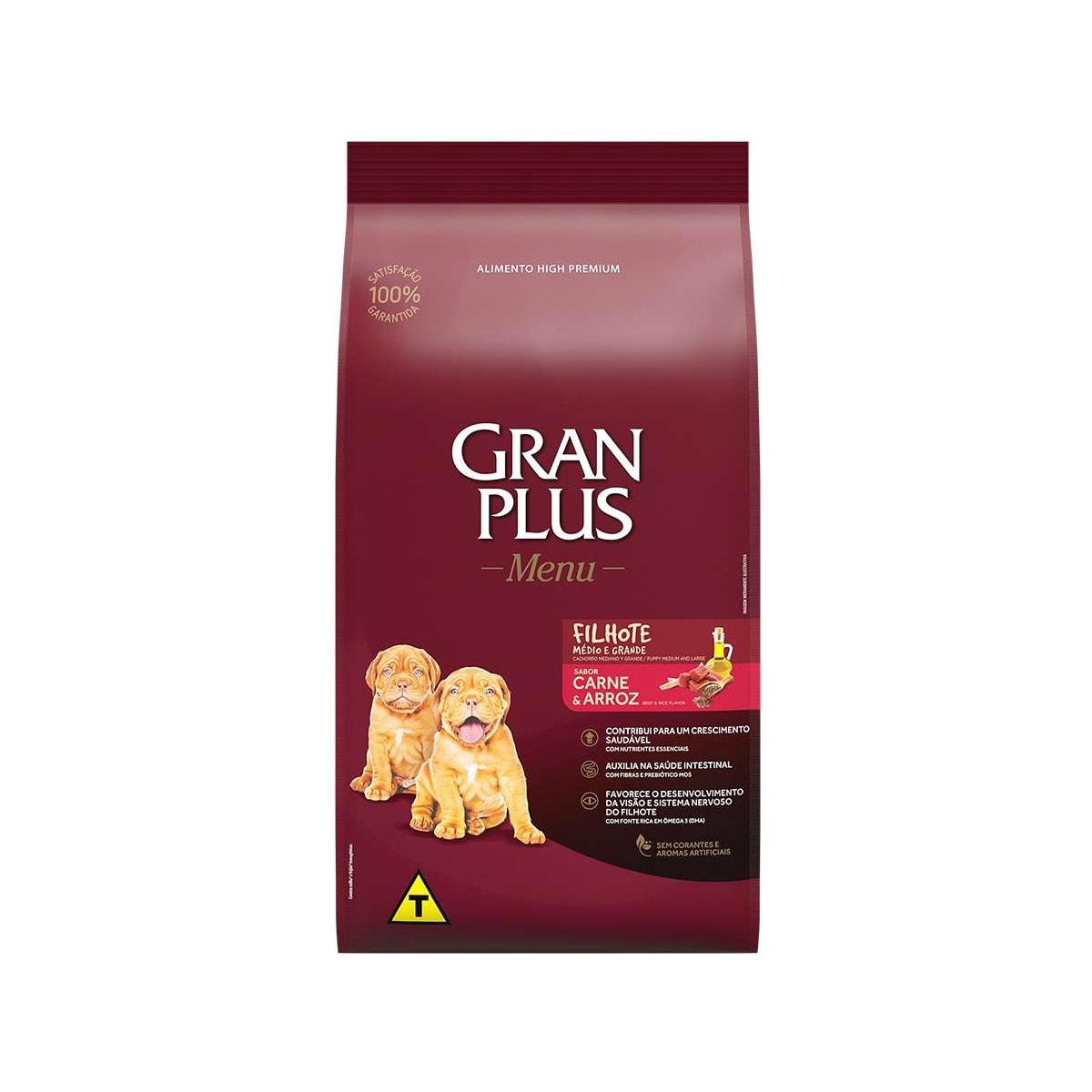 Ração GranPlus Menu para Cães Filhotes de Raças Médias e Grandes Sabor Carne e Arroz