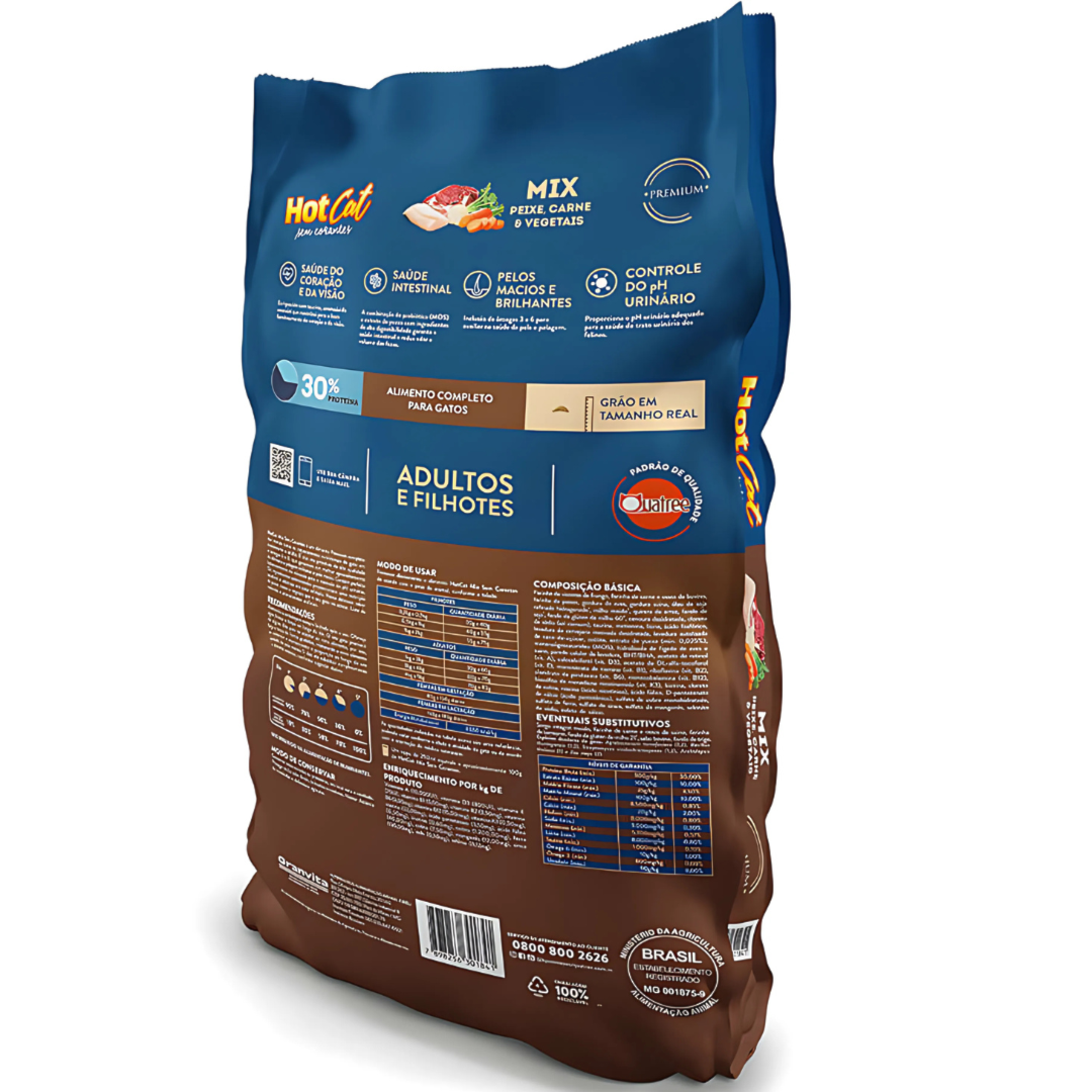 Ração Hot Cat Mix Sem Corantes para Gatos Adultos