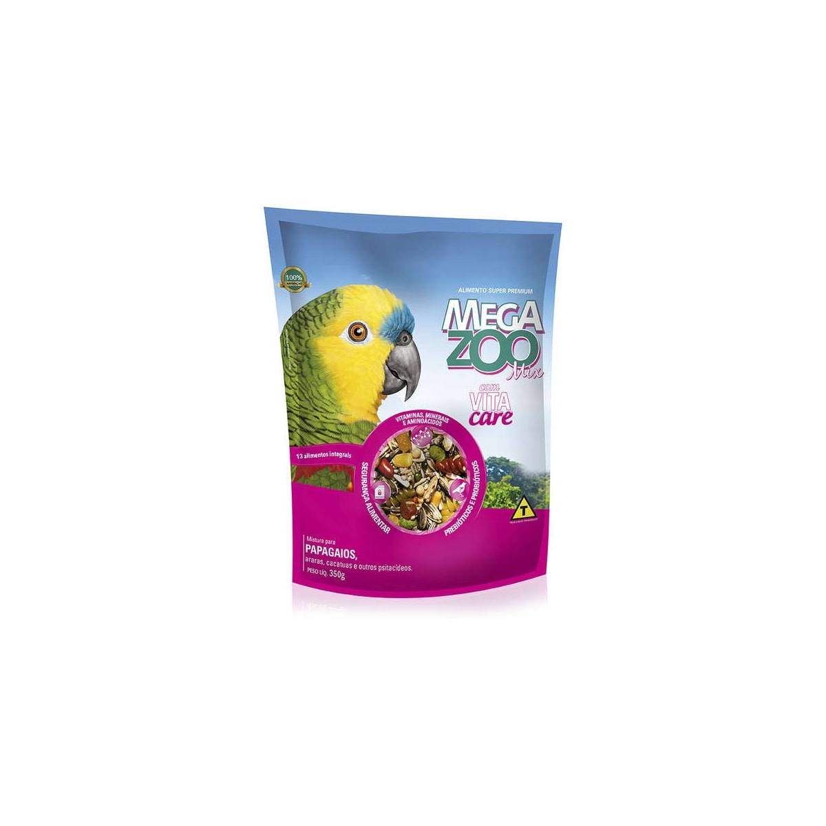 Ração Mega Zoo Mix para Papagaios 350Gr