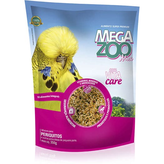 Ração Mega Zoo Mix para Periquitos 350 Gr