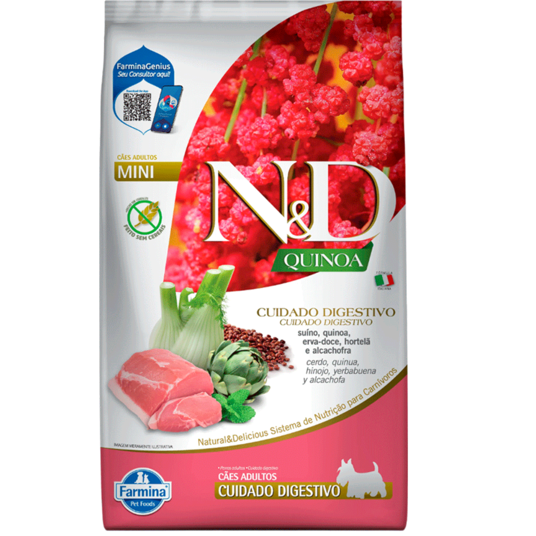 RAÇÃO ND QUINOA CAN AD MINI DIGESTIVO SUINO E CEREAIS 2,5KG - Pet
