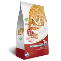 Ração N&D Ancestral Grain Adult Medium Breeds para Cães Adultos de Raças Médias Sabor Frango e Romã