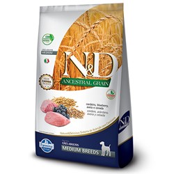 Ração N&D Ancestral Grain Adult Medium para Cães Adultos de Raças Médias Sabor Cordeiro e Blueberry 10,1kg