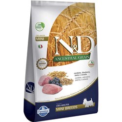 Ração N&D Ancestral Grain Adult Mini Breeds para Cães Adultos de Raças Pequenas Sabor Cordeiro e Blueberry 10,1kg