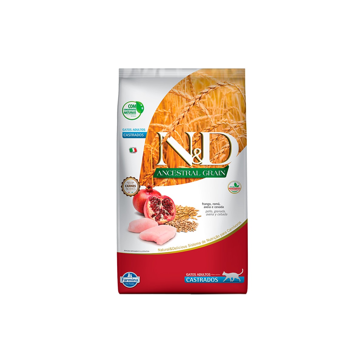 Ração N&D Ancestral Grain Frango Gatos Adultos Castrados