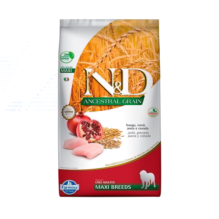 Ração Farmina N&D Ancestral Grain Frango Cães Idosos Raças Médias