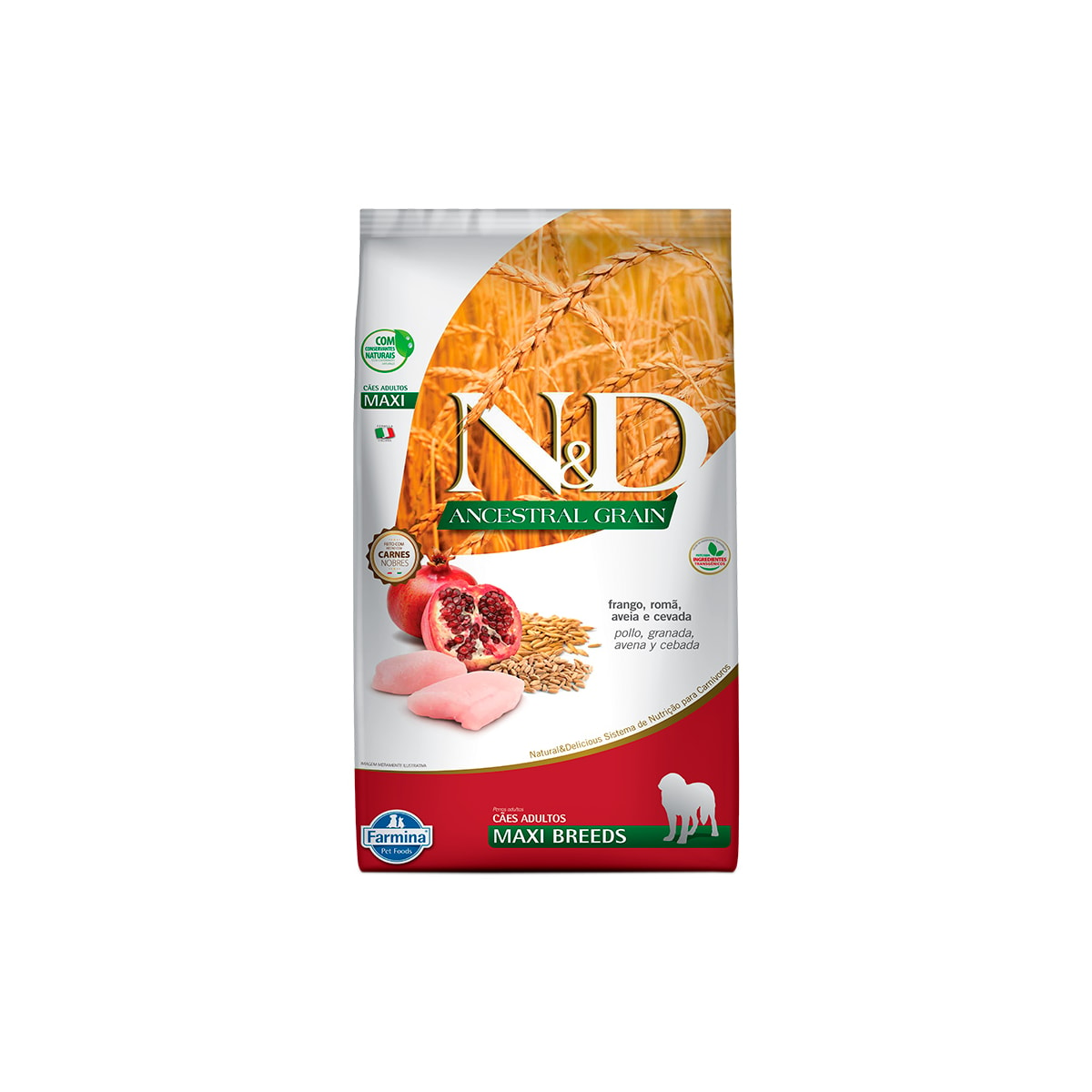 Ração N&D Ancestral Grain para Cães Adultos de Raças Grandes Sabor Frango e Romã