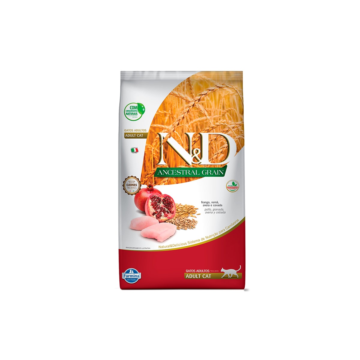 Ração N&D Ancestral Grain para Gatos Adultos Sabor Frango e Romã