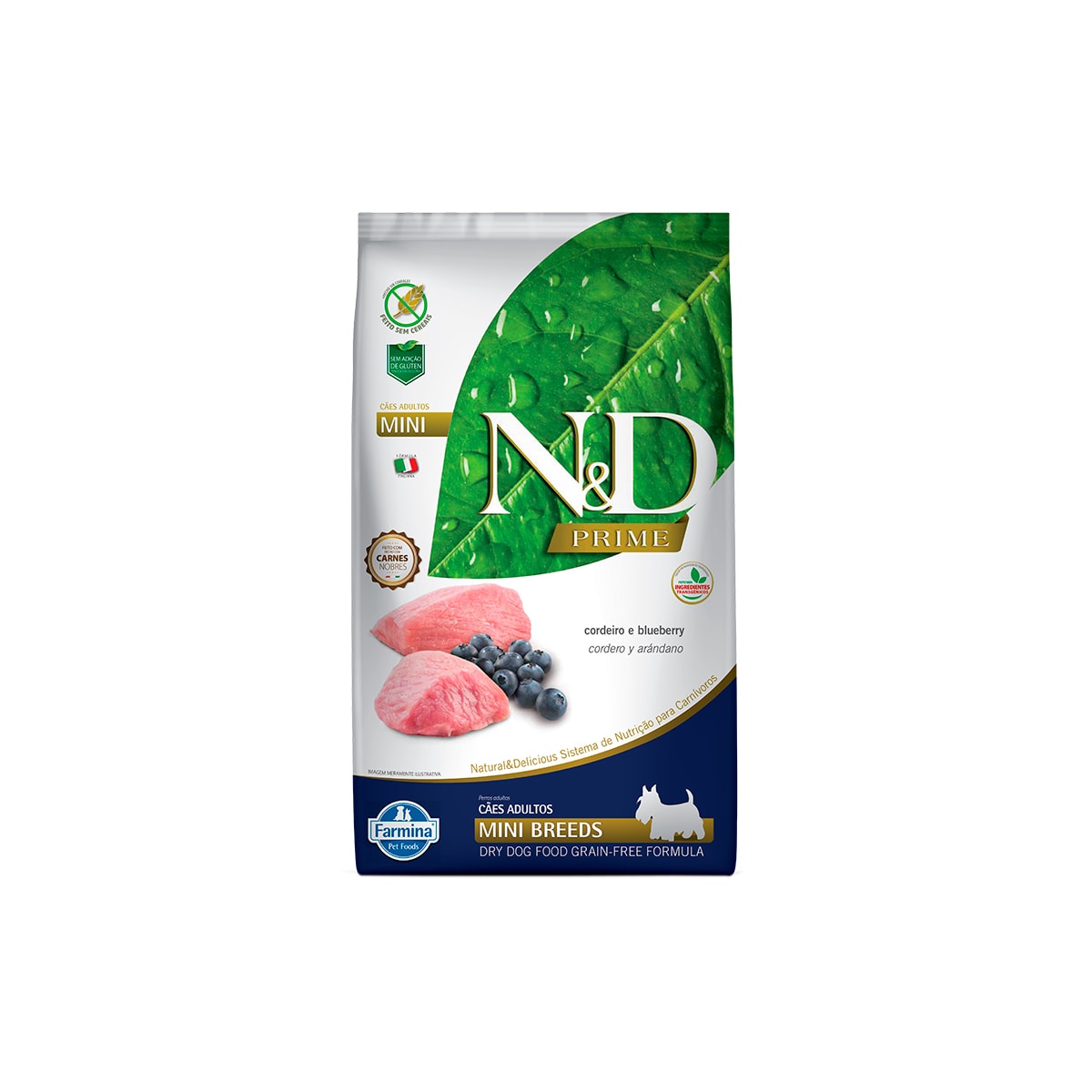 Ração N&D Prime para Cães Adultos de Raças Pequenas Sabor Cordeiro e Blueberry