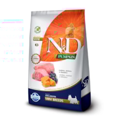 Ração N&D Pumpkin para Cães Adultos Raças Mini sabor Cordeiro, Abóbora e Blueberry