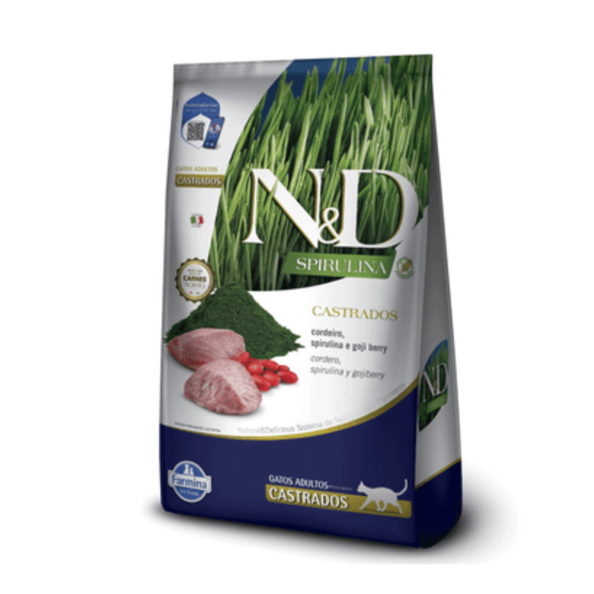 RAÇÃO N&D SPIRULINA FELINE AD CASTRADOS CORDEIRO 1,5KG