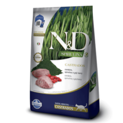 RAÇÃO N&D SPIRULINA FELINE AD CASTRADOS CORDEIRO 7KG