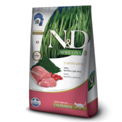 RAÇÃO N&D SPIRULINA FELINE AD CASTRADOS SUINO 7KG