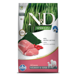 Ração N&D Spirulina para Cães Adultos de Raça Medio e Grande Sabor Suino 10,1KG