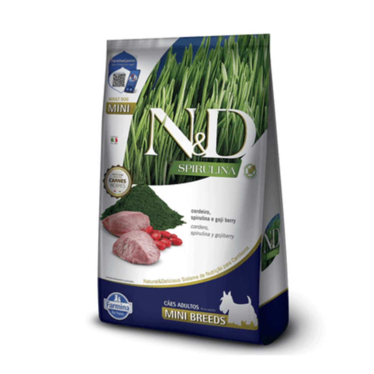 Ração N&D Spirulina para Cães Adultos de Raça Mini Sabor Cordeiro 2KG